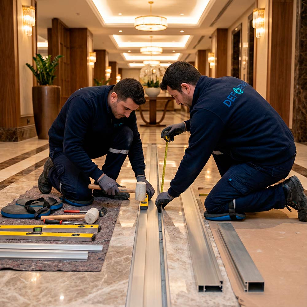 Профили для деформационных швов в полу в отелях